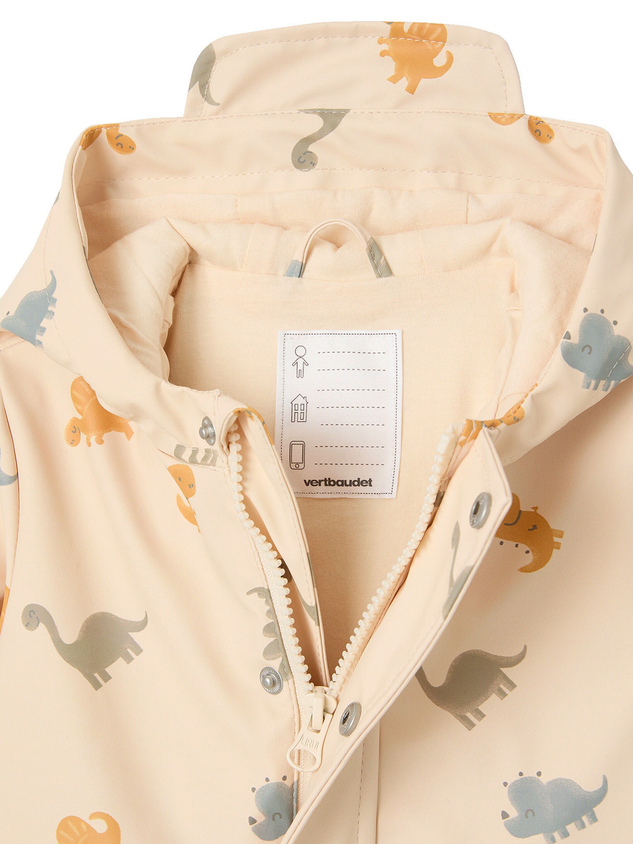 Vertbaudet Baby Regenjacke mit Kapuze und Dinosauriern vanille
