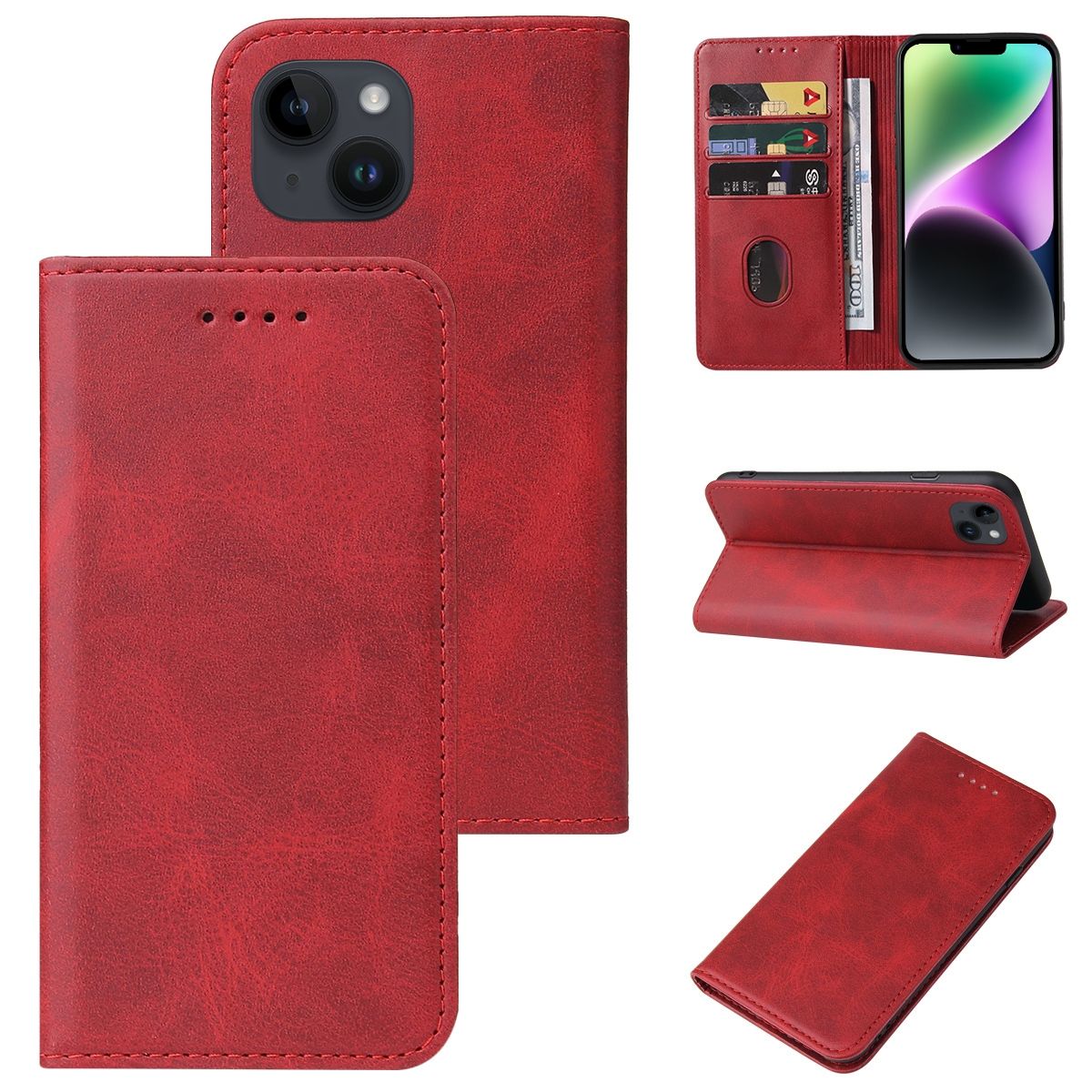Hülle für Apple iPhone 15 Plus Schutz Handy Case Cover Klapp Tasche Wallet Etuis