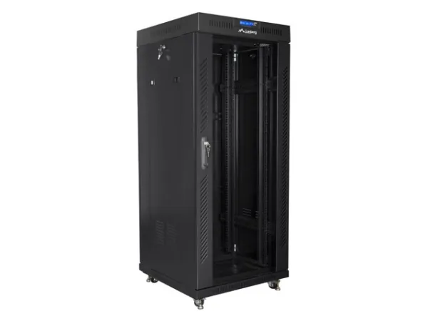 Lanberg - Rack kabinet - med 2 køleblæsere, display - sort, RAL 9004 - 27U - 19
