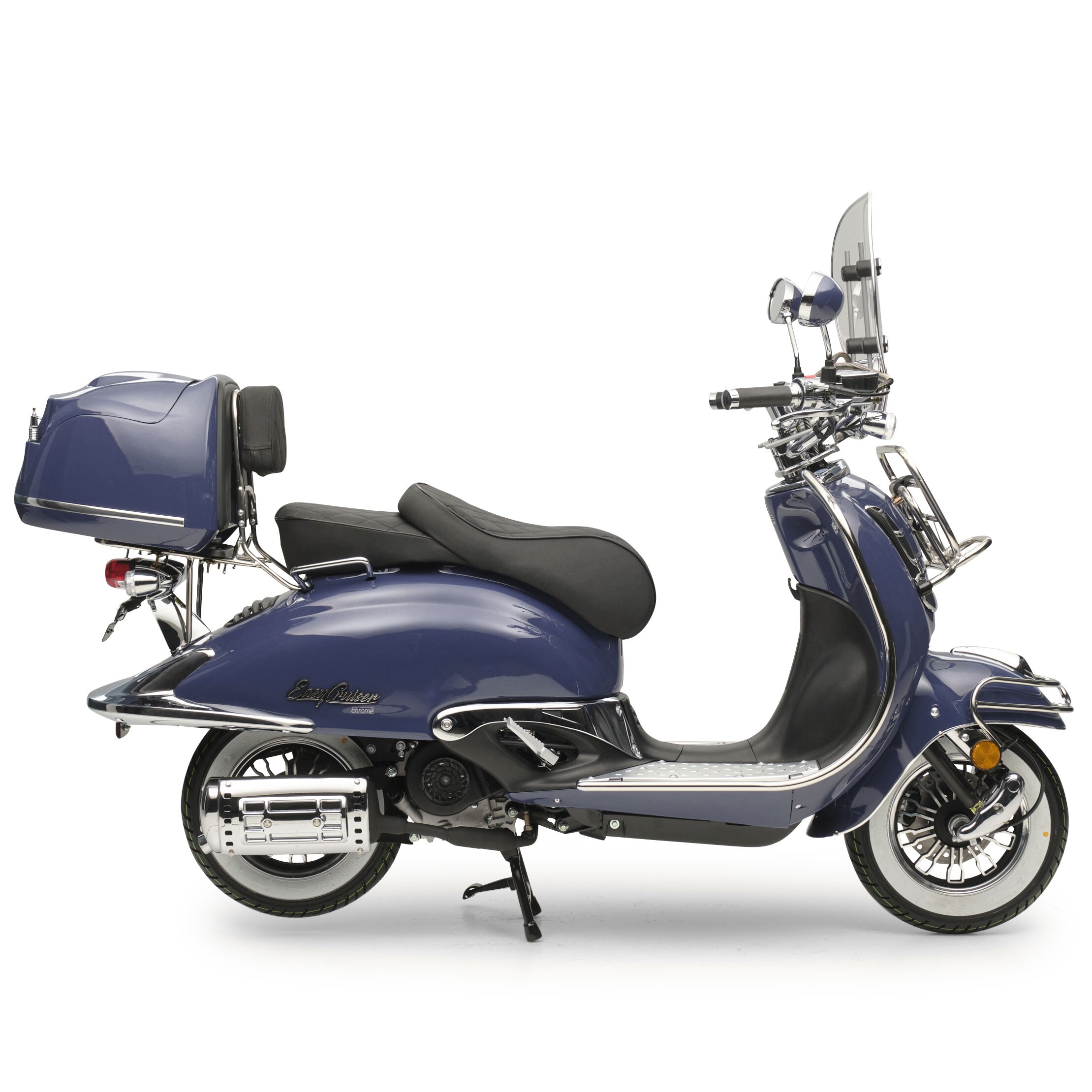 Motorroller Retro EasyCruiser Dunkelblau 50ccm Euro 5 EFI Scooter Moped Mofa