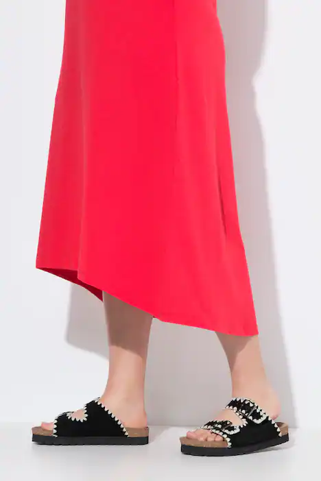 Midikleid, ärmellos, Jersey, neon rot