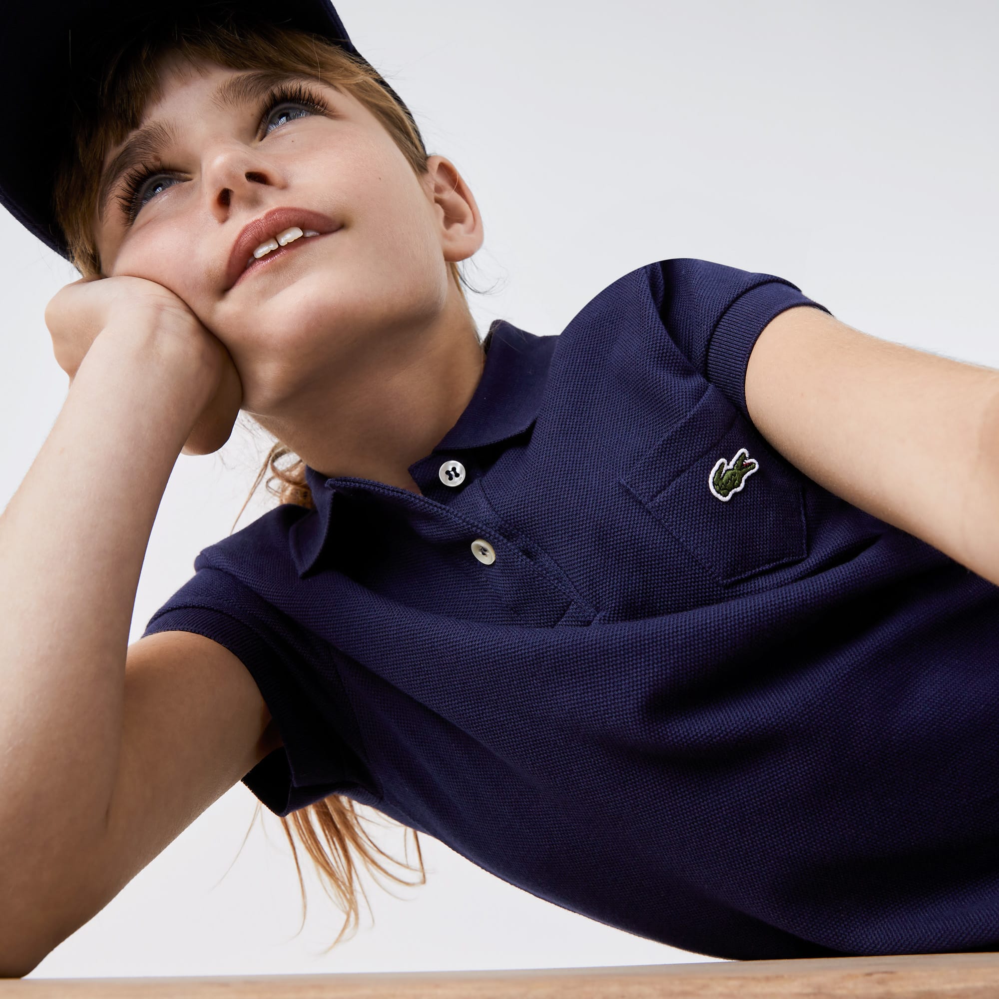 Robe polo Fille en piqué de coton uni Pantalons & Robes - Bleu - Lacoste - Fille