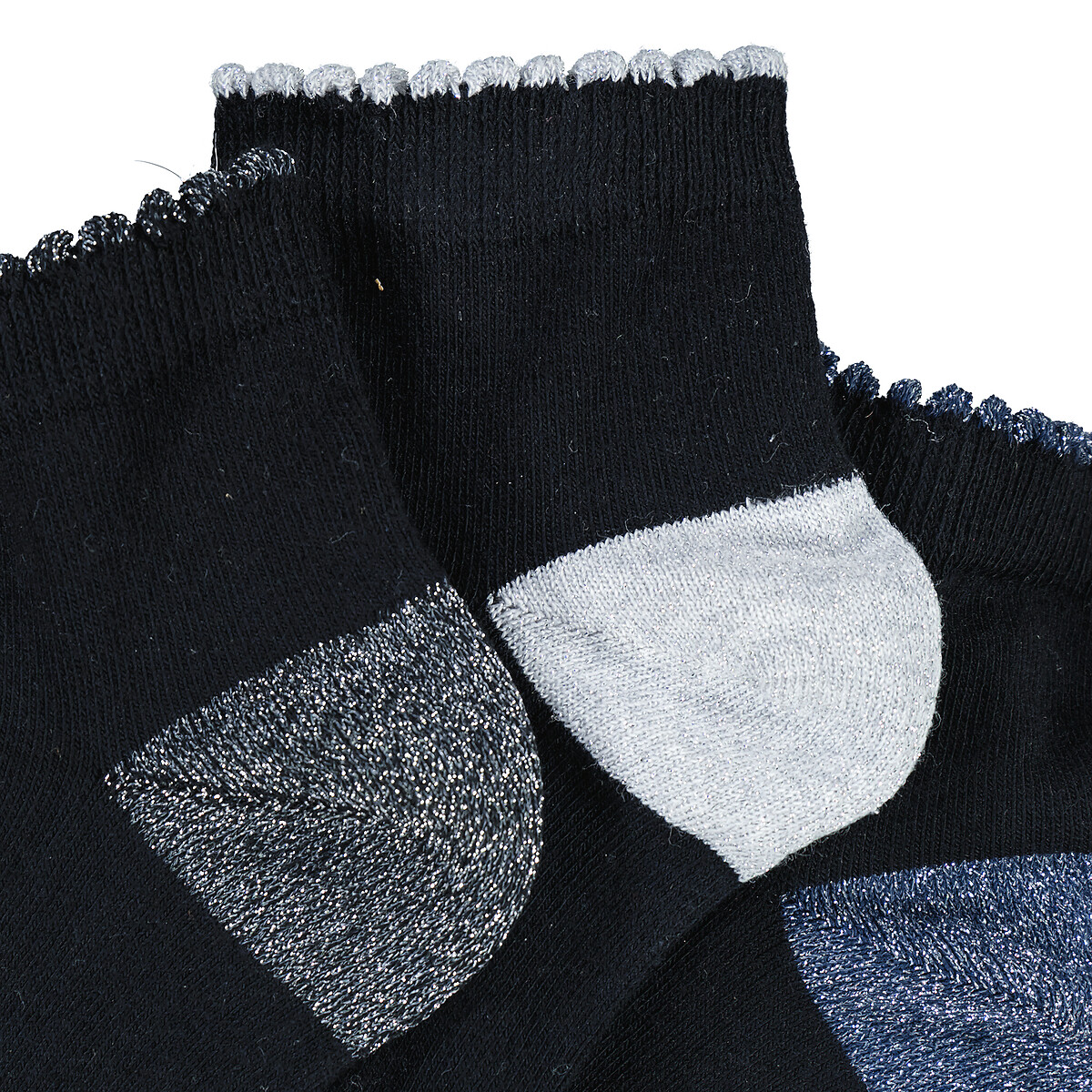 COLEÇÃO LA REDOUTE<br>Conjunto de 3 pares de meias com detalhes brilhantes