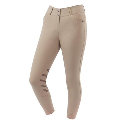 Calças de montaria femininas com aplicações de gel, bege