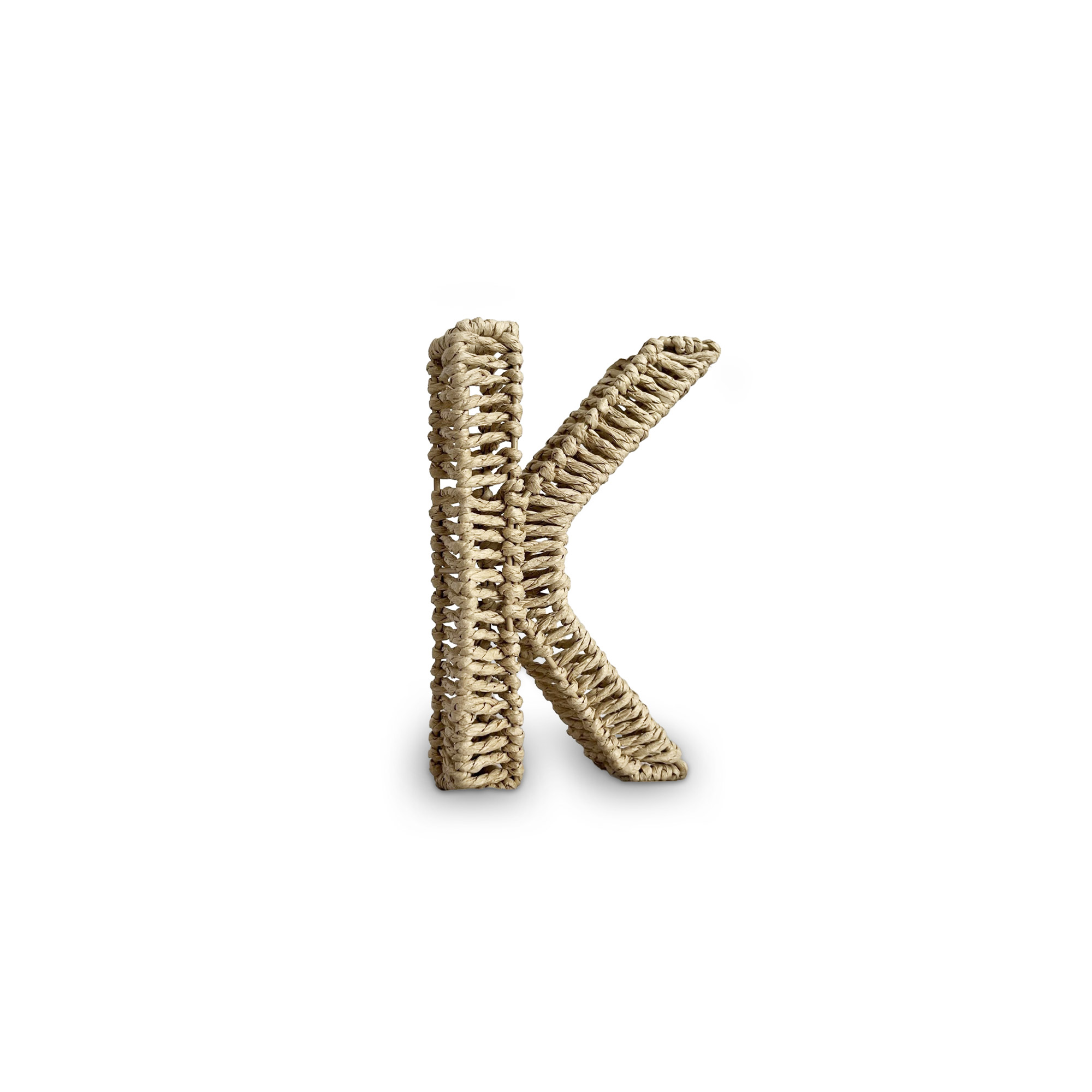 Buchstabe 'K' aus Papiergeflecht, braun, H 20,5 cm, B 12,5 cm, L 3,5 cm von fischer's lagerhaus