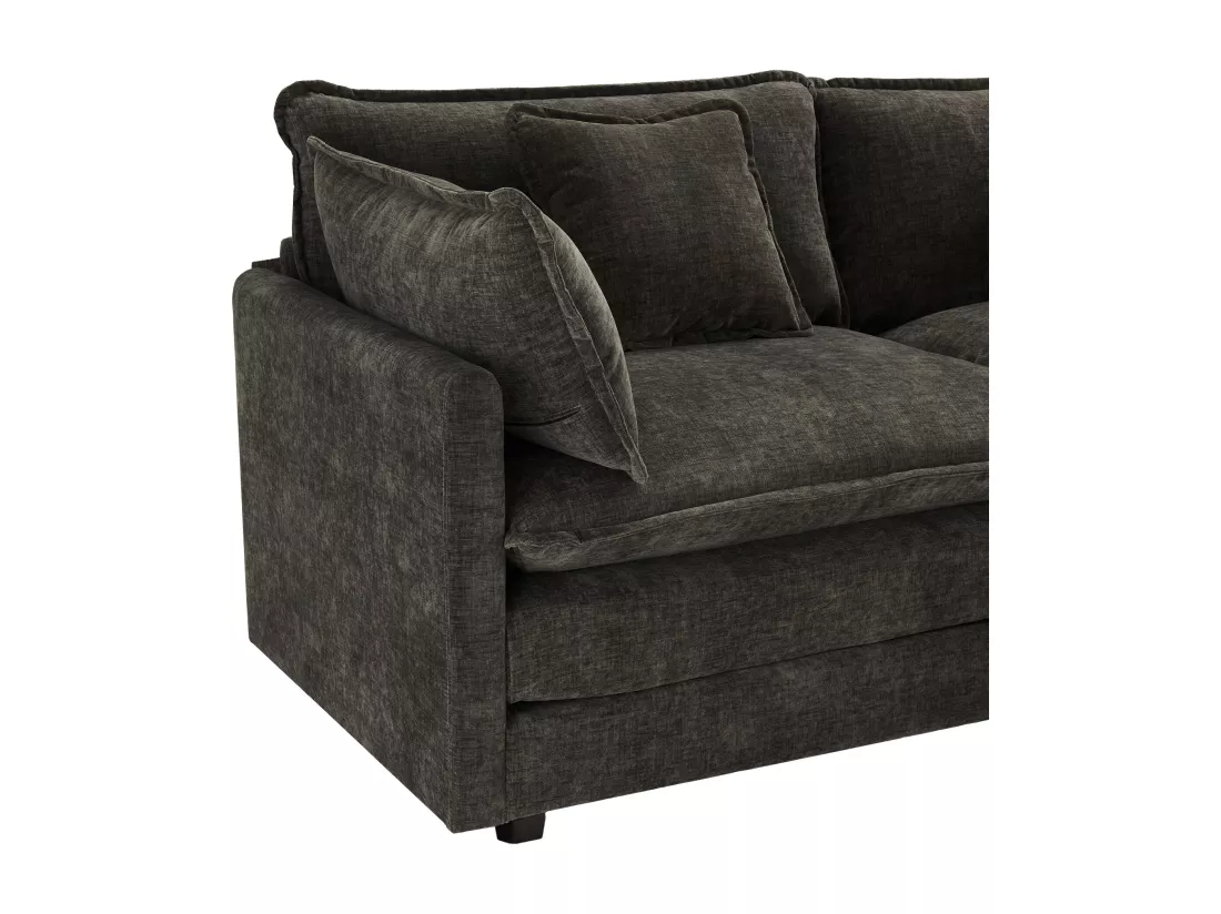 Canapé d'angle 3 places en chenille - avec un repose-pieds modulable - Gris