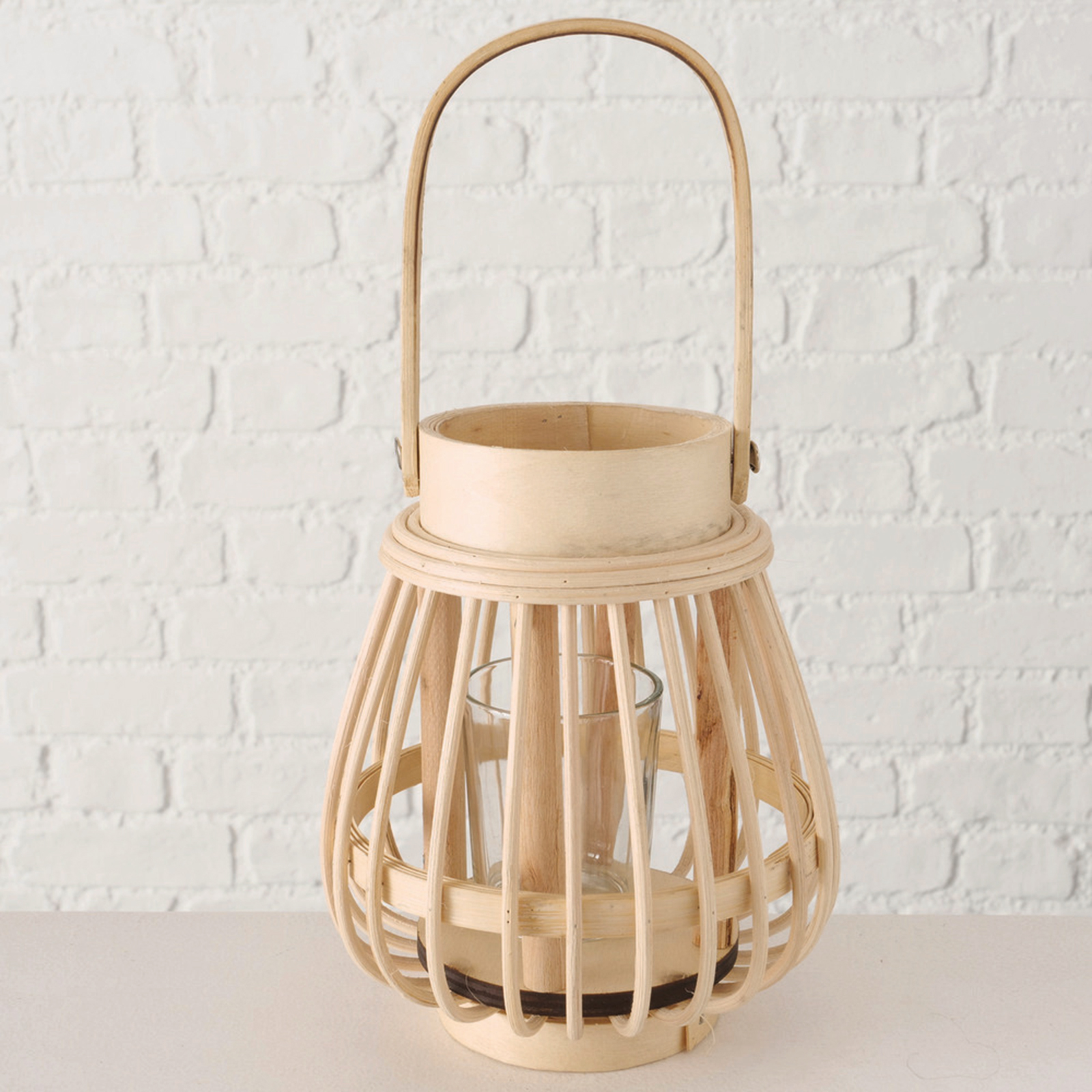 Windlicht - naturfarben - Bambus - 16 cm