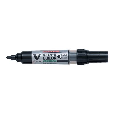 Pilot V SUPER COLOR - Marqueur permanent rechargeable - pointe biseau - noir