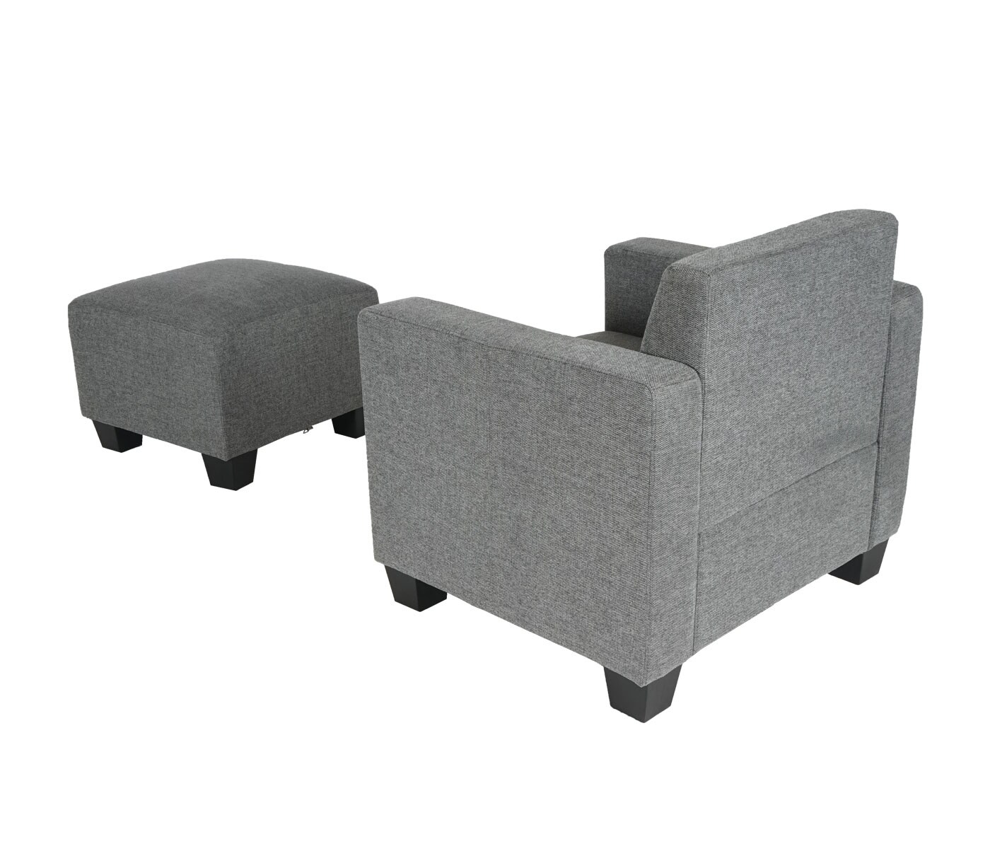 Modular Sessel Loungesessel mit Ottomane Moncalieri, Stoff/Textil ~ grau