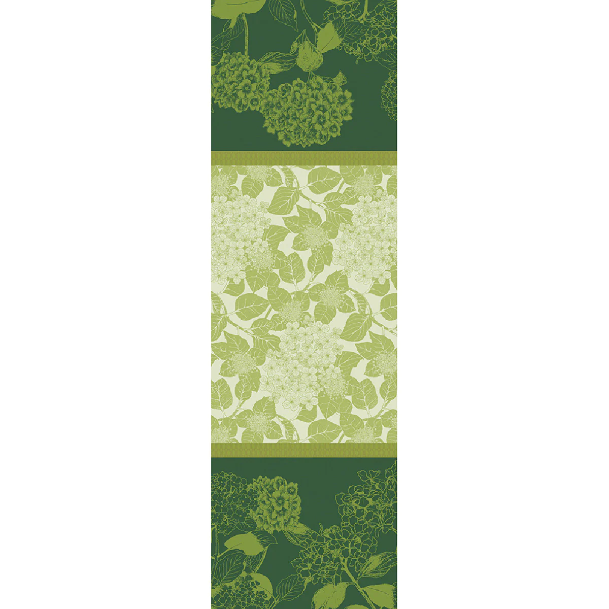 Chemin de table pur coton vert 180X55 Garnier Thiebaut