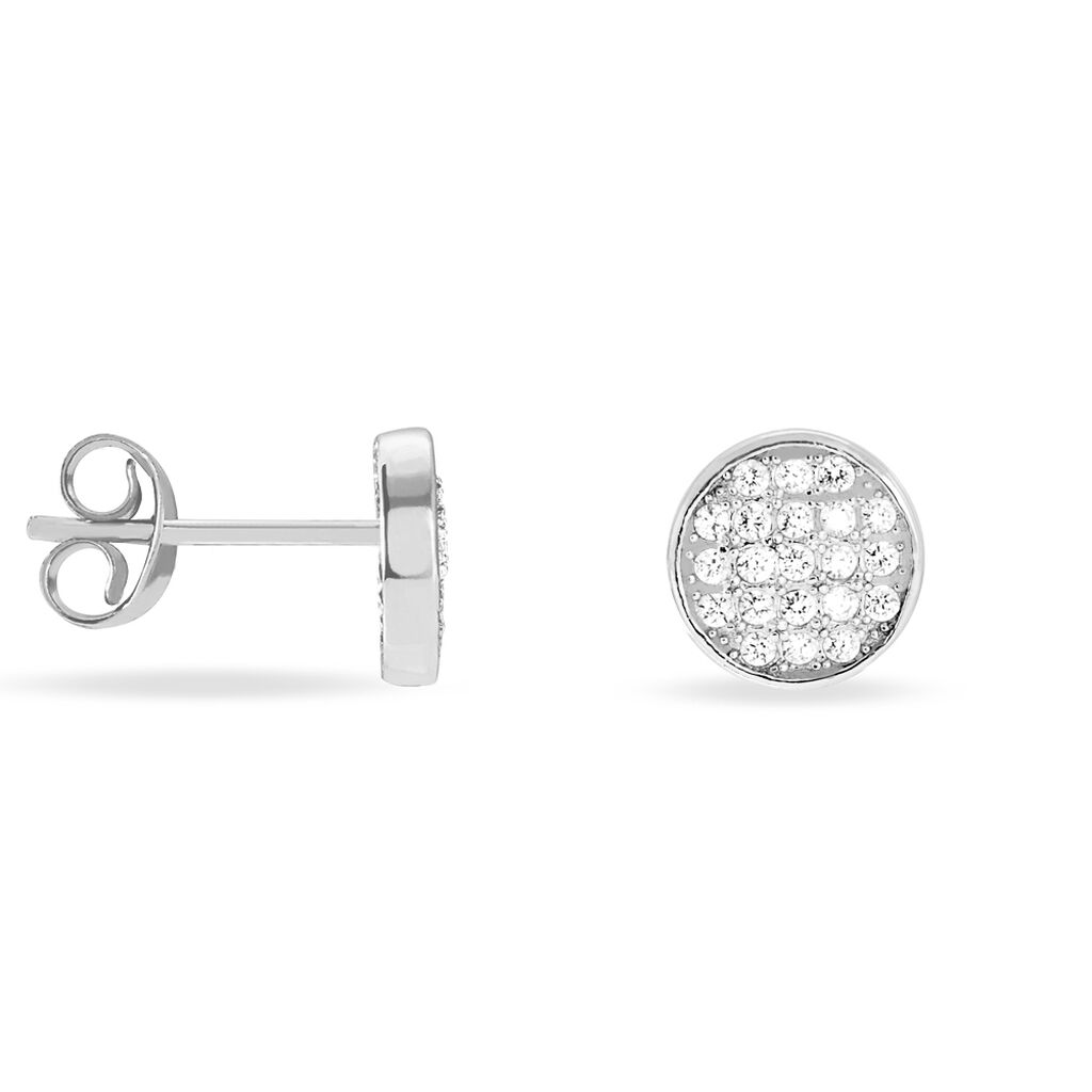 Boucles D'oreilles Puces Yesim Argent Blanc Oxyde De Zirconium