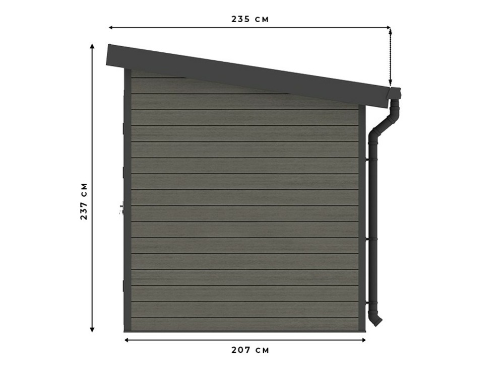 Abri de jardin composite sintra - 4m² - gris - epaisseur des murs : 28 mm - bois composite co-extrudé - menuiseries en aluminium