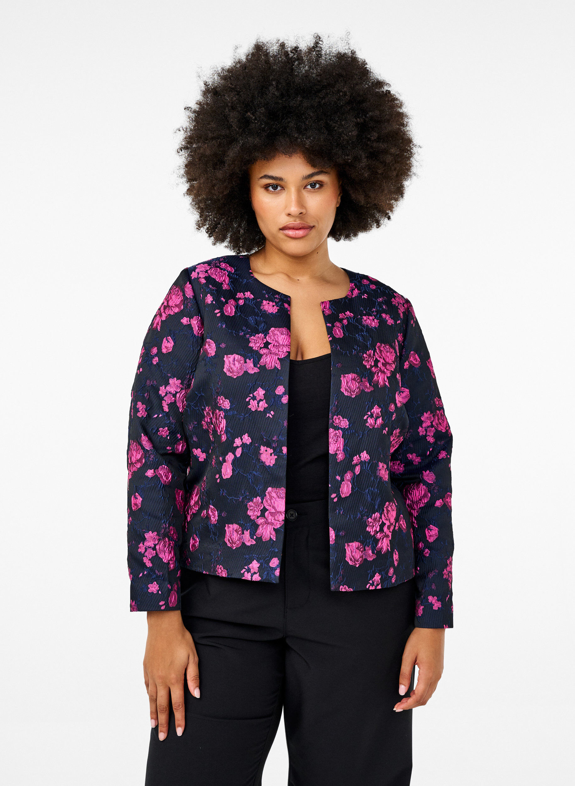 Jakke i jacquard med blomstermønster