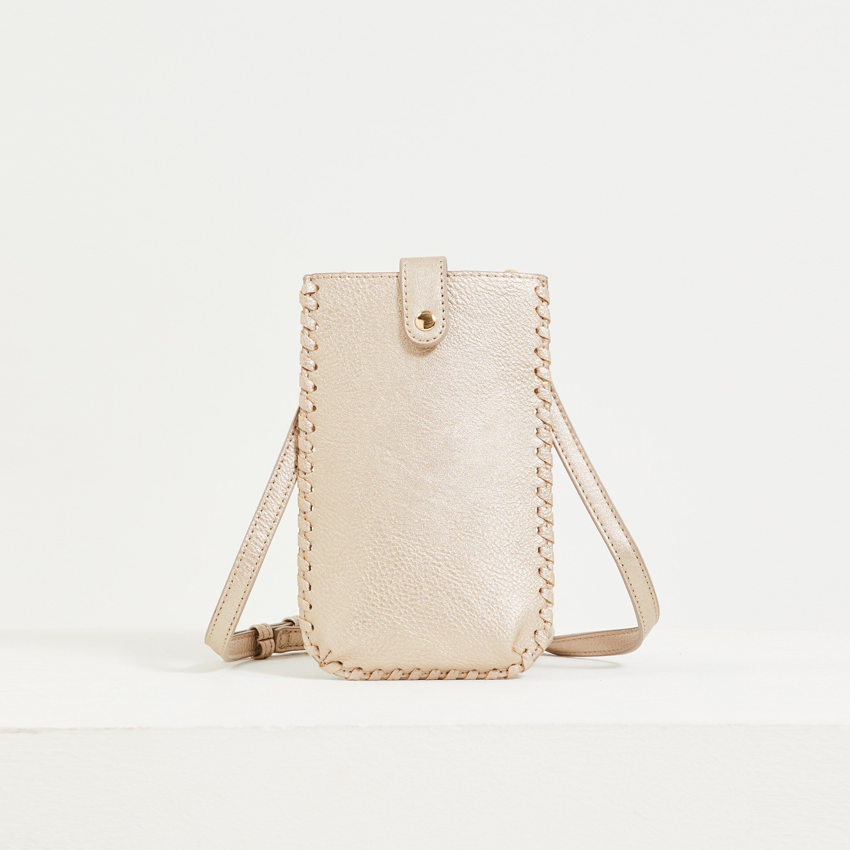 Pochette téléphone tressée dorée femme - OR