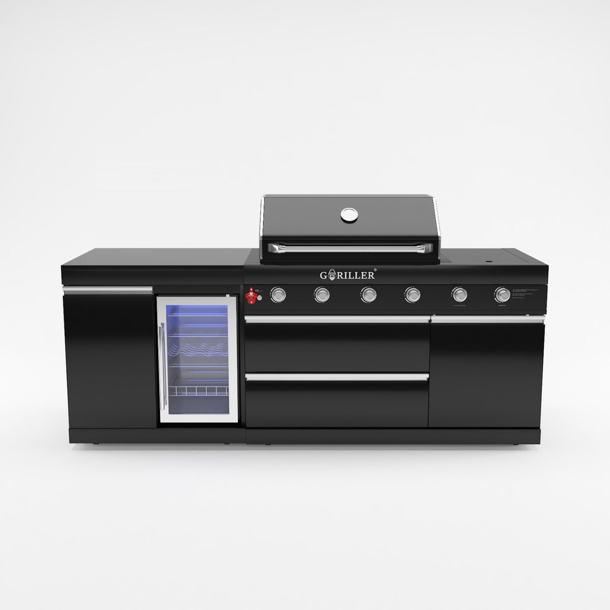 GORILLER® Grillmaster FUSION LITE Rockster - RVS/Zwart - Voorgemonteerd, 230x58x90cm, Incl. Graniet