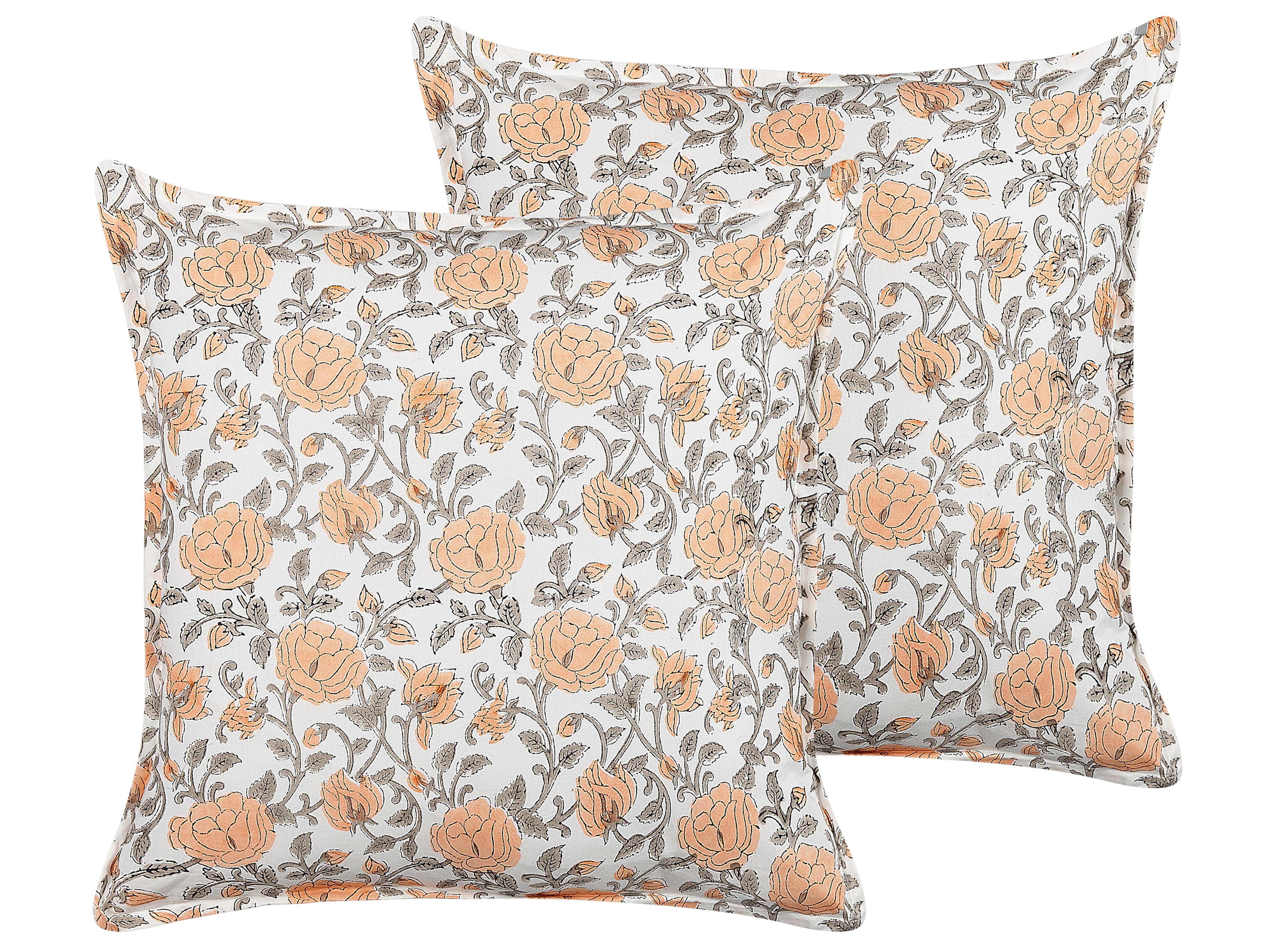 Set van 2 sierkussens MEADIA Katoen 45 x 45 cm Rood bloempatroon