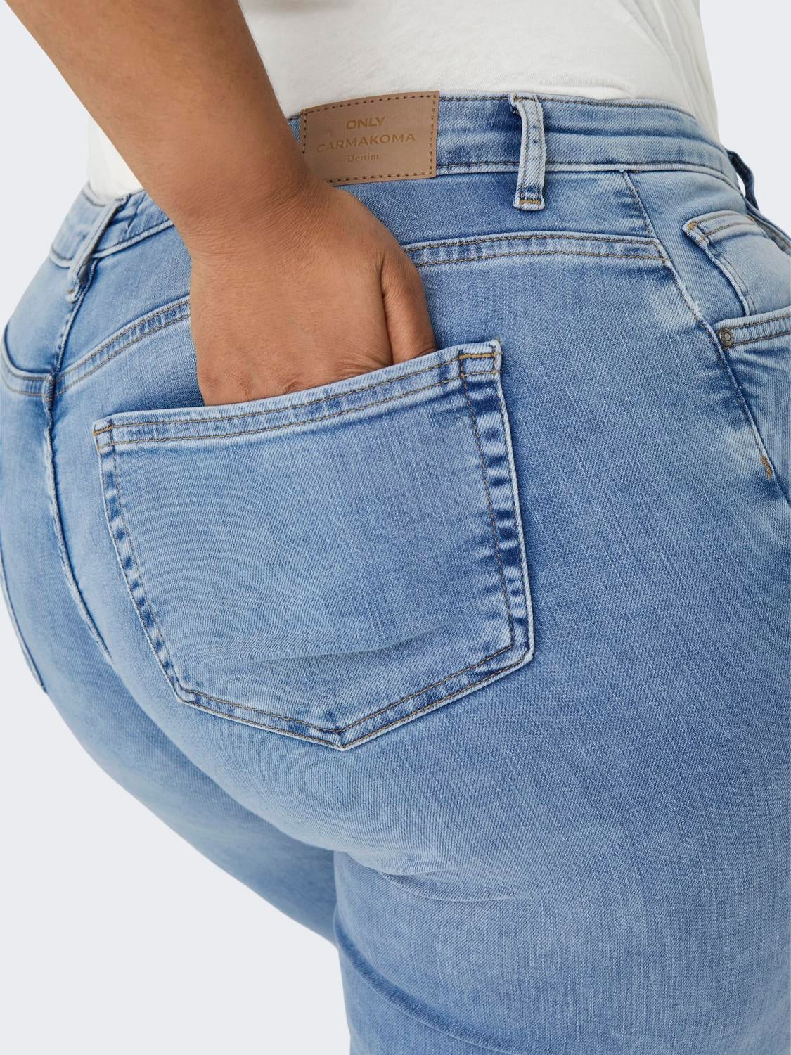 CARWILLY Hohe Taille Skinny Fit Jeans Light Blue Denim