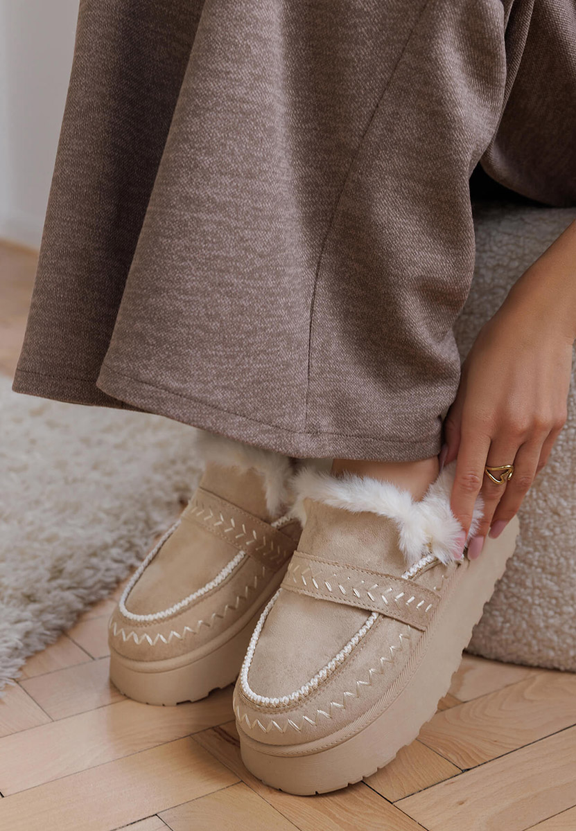 Bottines à plateforme beige Cirelia