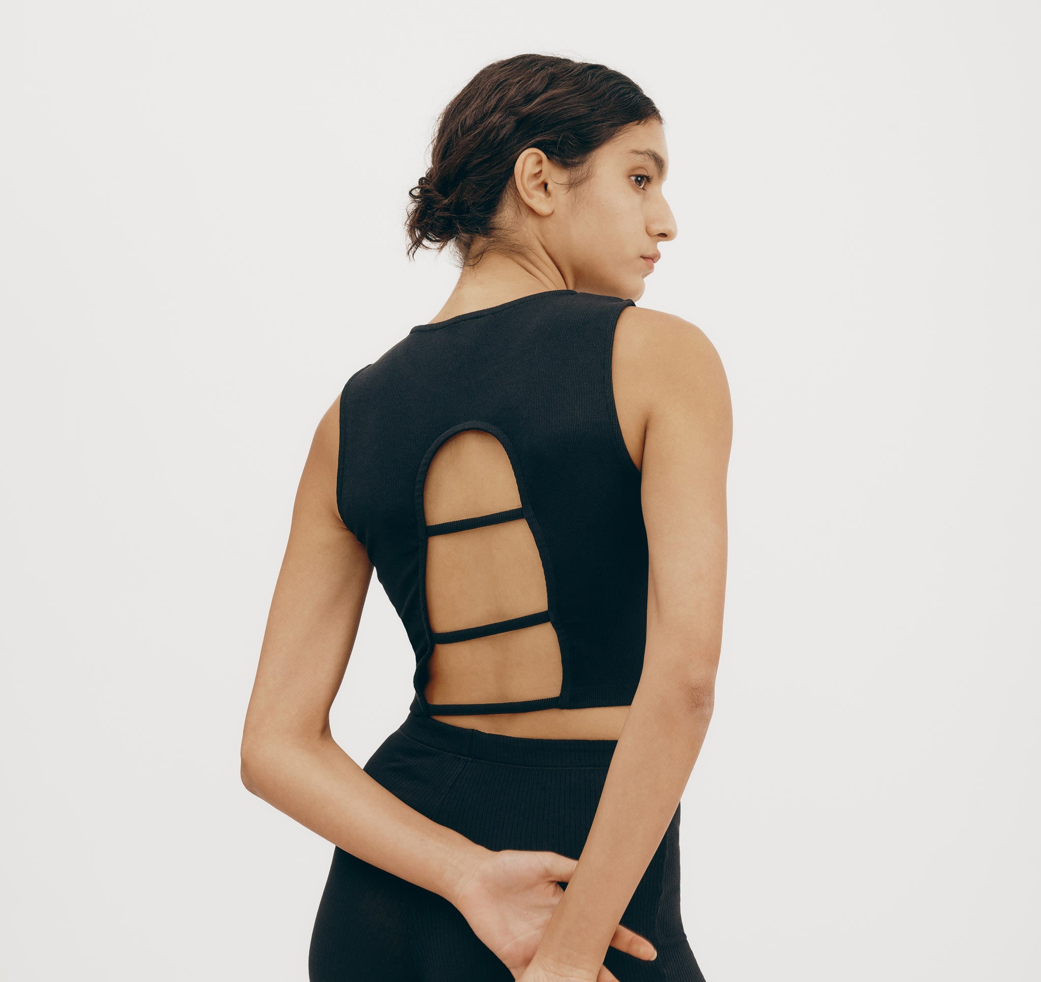 ORGANIC COTTON<br>Core Rib Open Back Tank Top