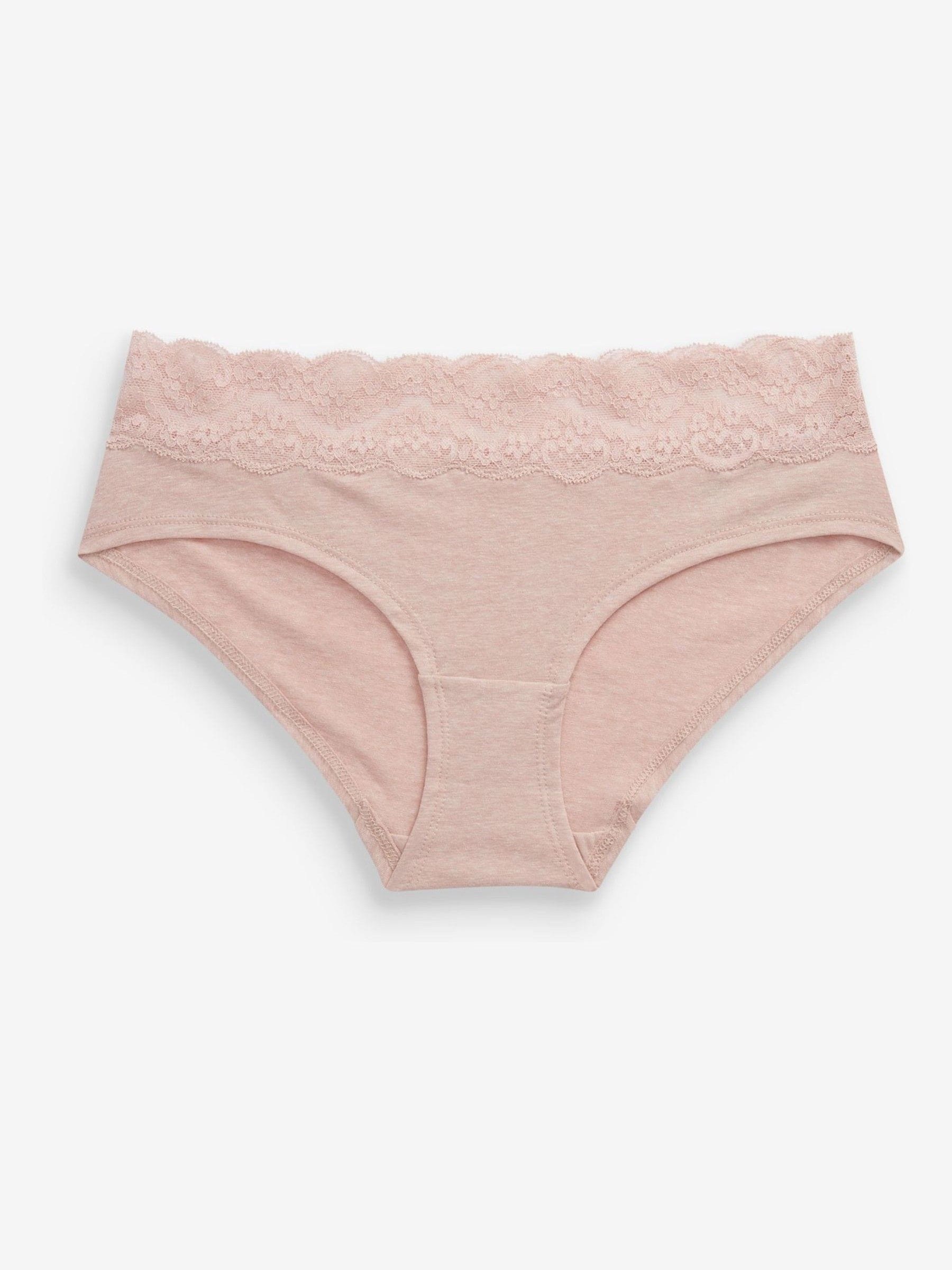 Gemêleerd grijs/roze/roodpaars - Katoenen kanten slipjes 4 stuks