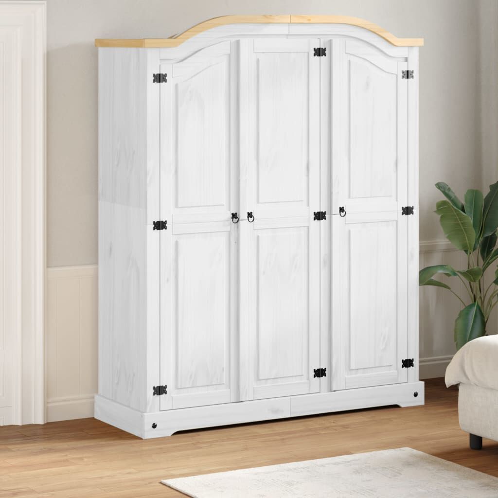 vidaXL Corona Kledingkast Wit 151,5x52x186 cm Massief grenenhout