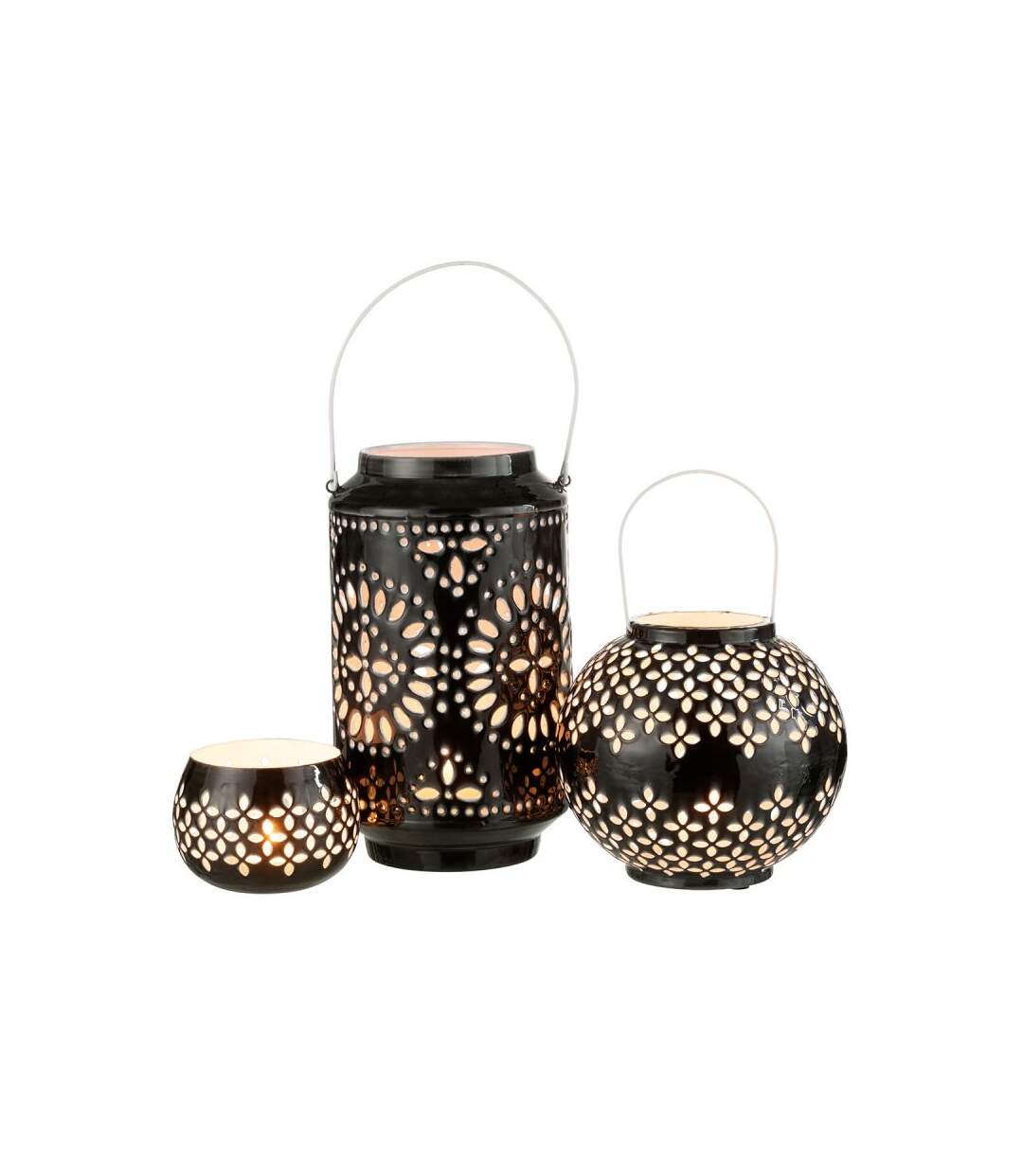 Paris Prix - Lanterne Cylindrique Métal sévilla 43cm Noir