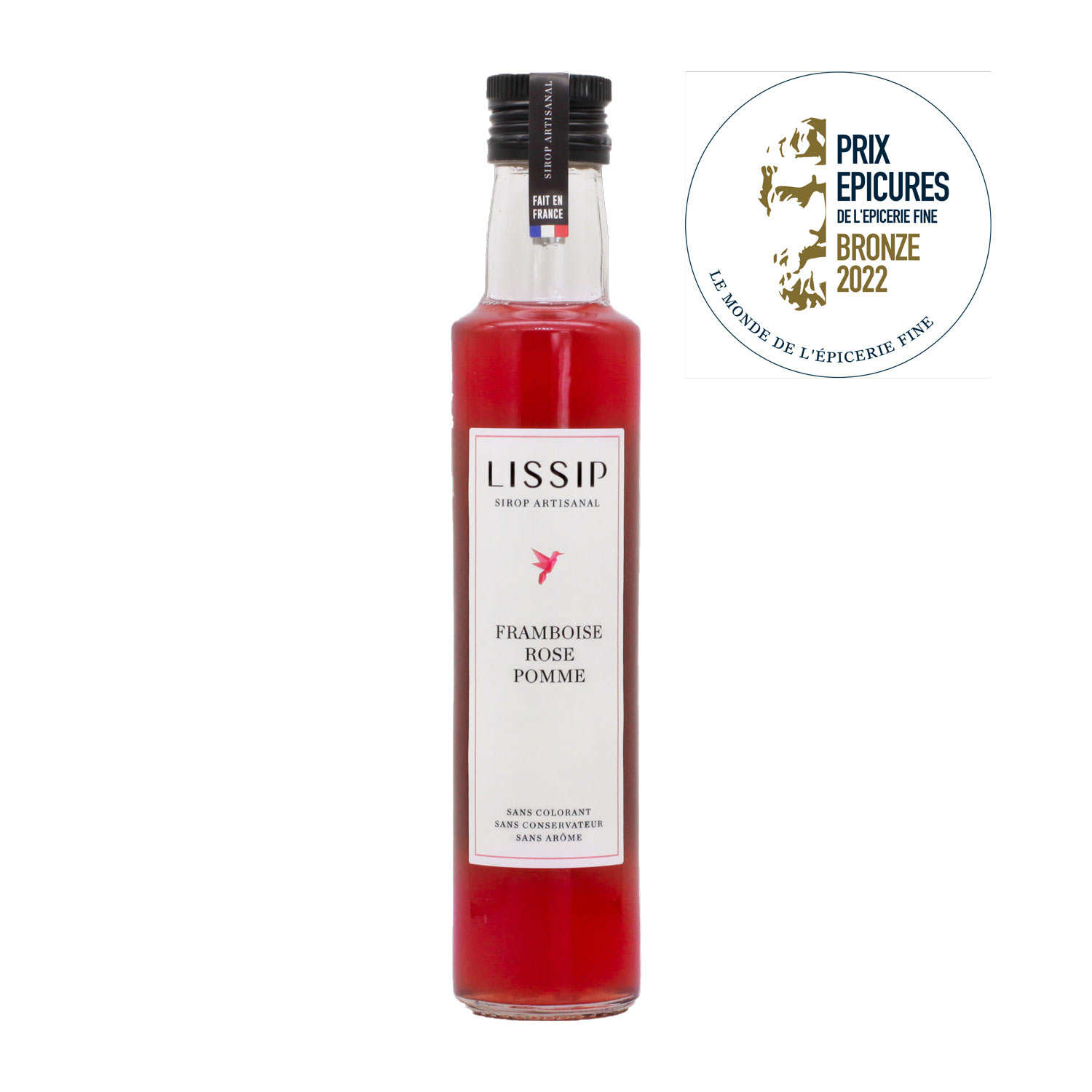 Sirop artisanal de framboise, rose et pomme