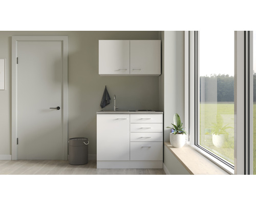 Flex Well mini keuken met apparatuur Lucca 100 cm wit mat gedemonteerd omkeerbaar uitvoering 00011420