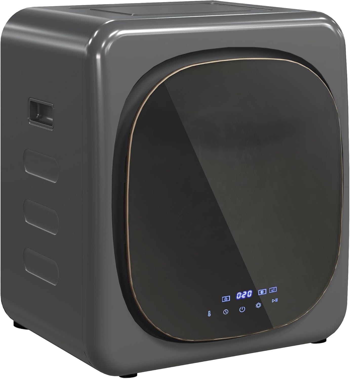 HOMCOM Mini Wäschetrockner mit 6 Programm LED-Touchscreen 4 kg bis zu 60℃, 800W Freistehend Wandmontierbar Ablufttrockner mit Überhitzungsschutz Ablufttrockner für Kleidung Grau