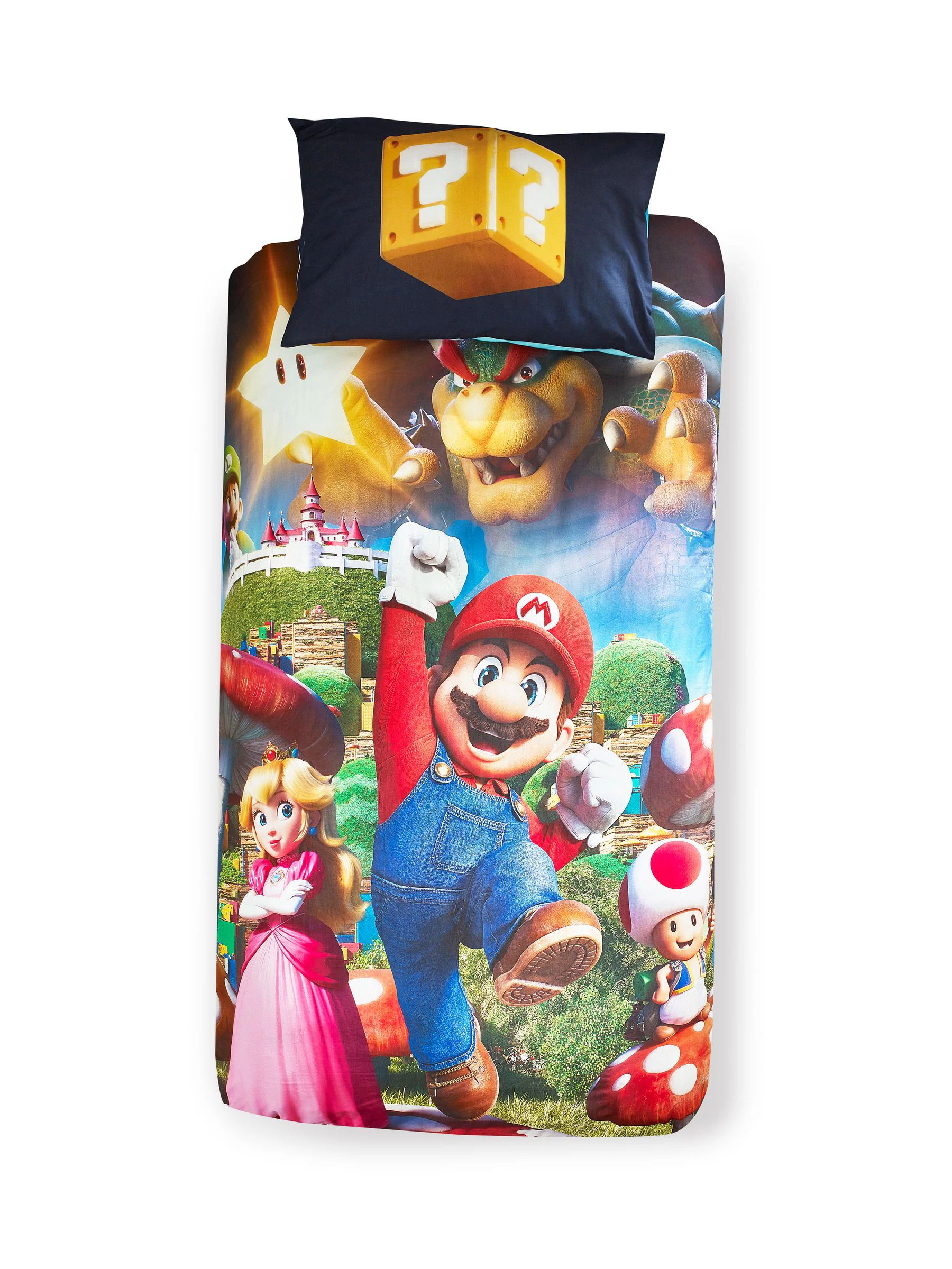 Super Mario eenpersoons dekbedovertrek en kussensloopset van 100% katoen