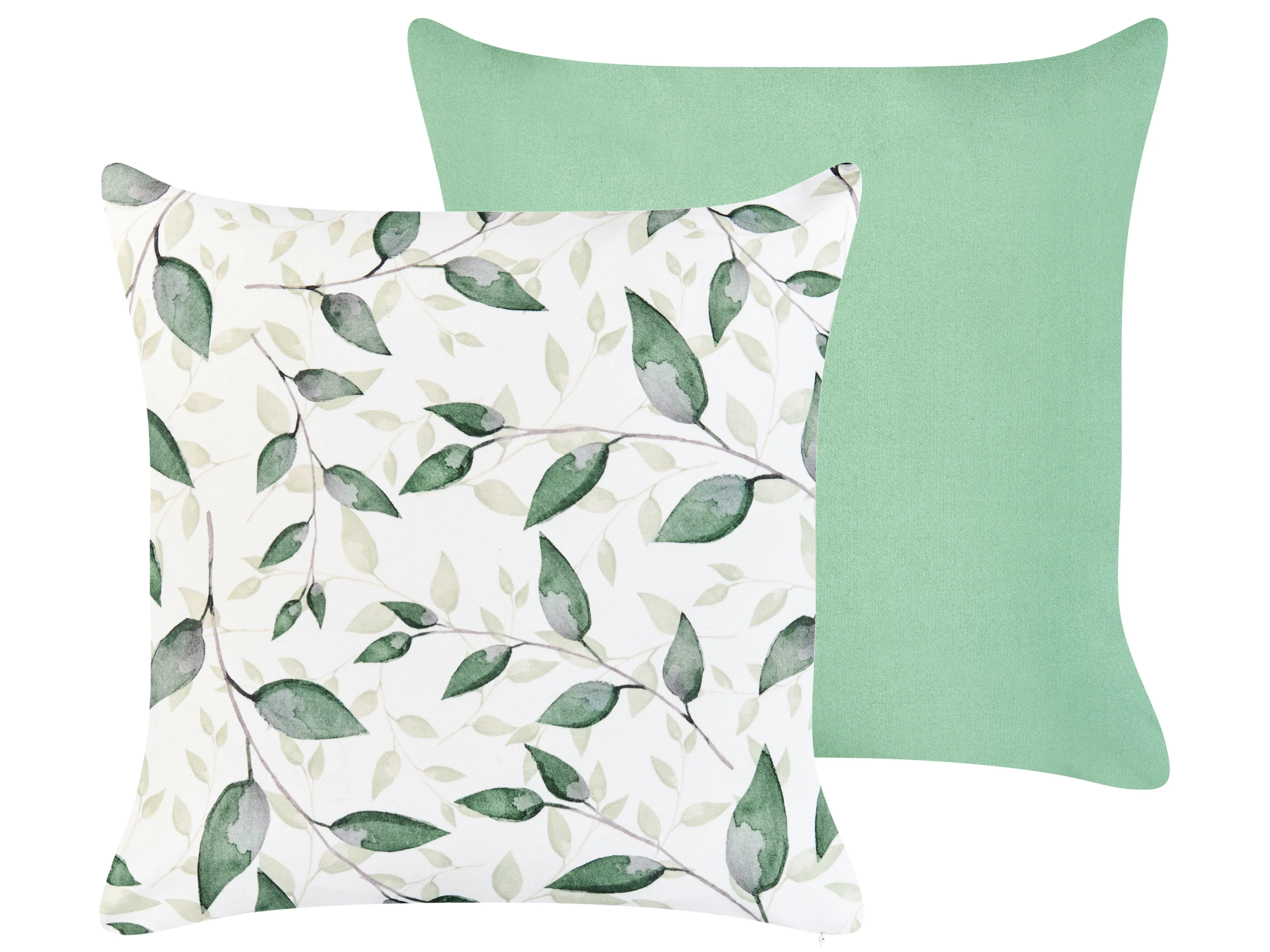 Set van 2 tuinkussens FLYLEAF bladpatroon 45 x 45 cm Groen