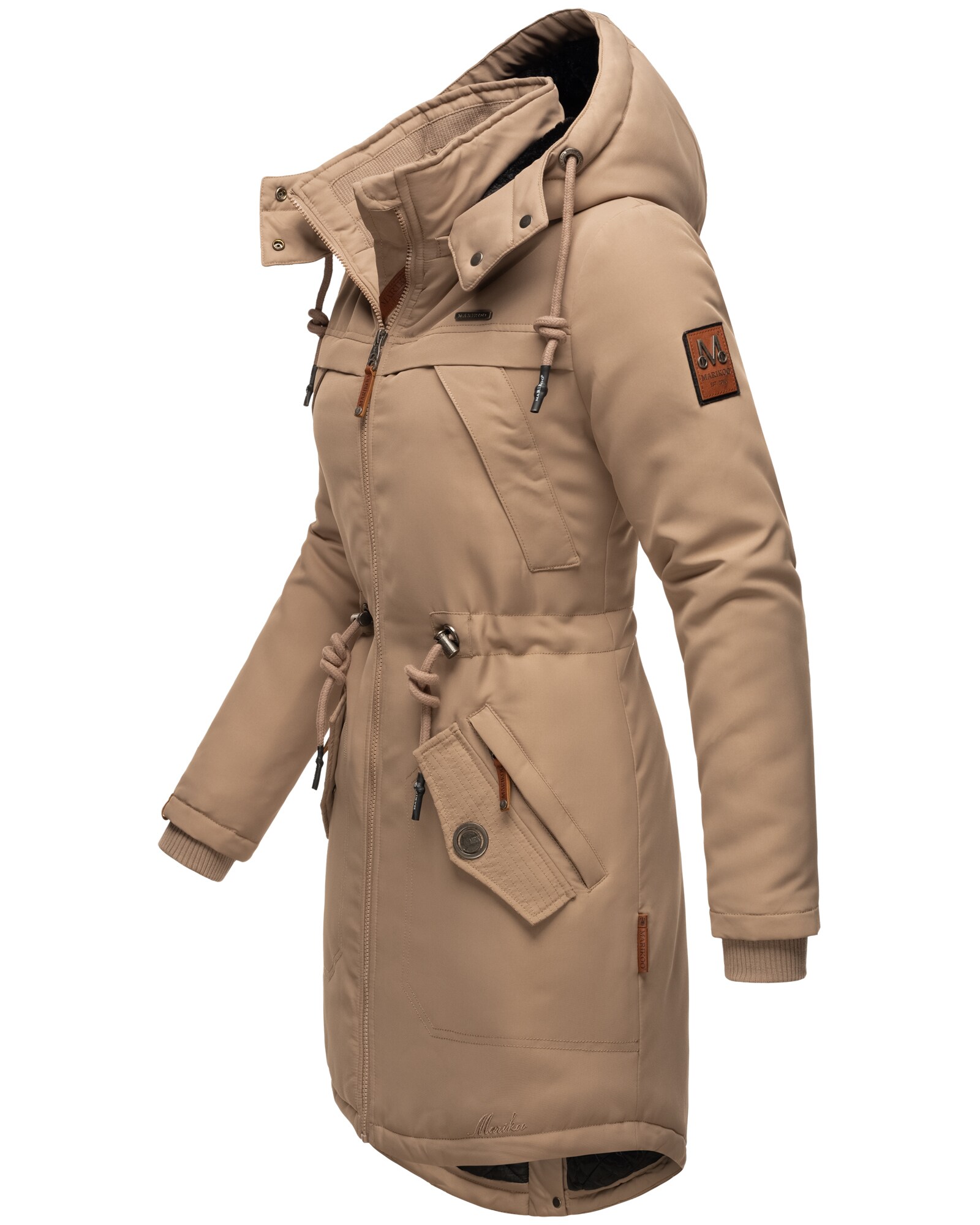 MARIKOO Damen Sportlicher Wintermantel Winterparka mit abnehmbare Kapuze Kamii