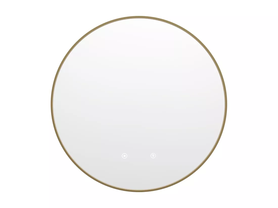 Miroir de salle de bain lumineux rond anti buée avec contour doré - D60 cm - PEONIA