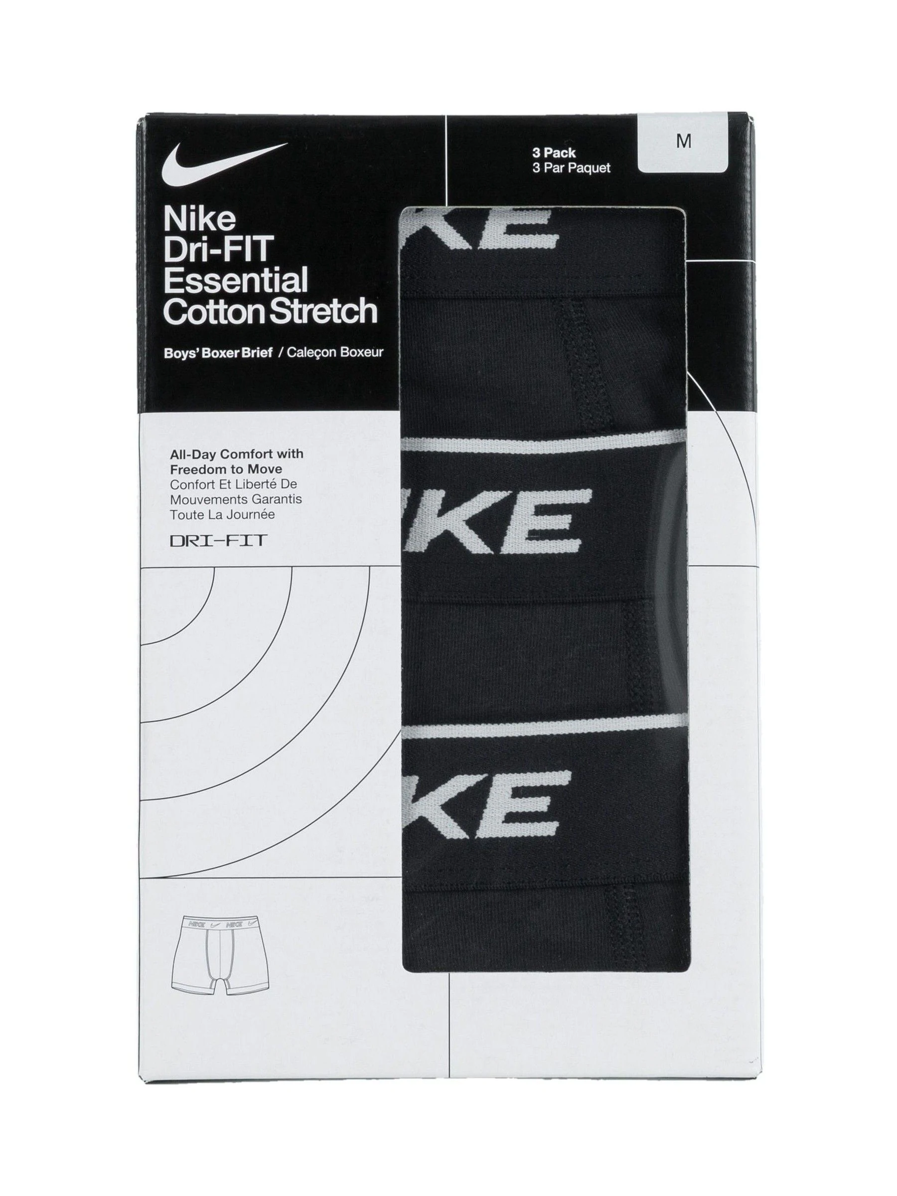 Zwart - Nike - 3 Boxershorts voor jongens