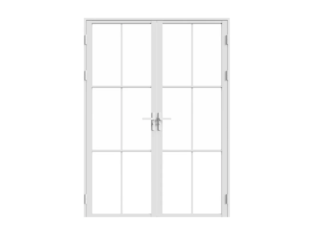 Bloc porte réversible à deux battants en aluminium et verre trempé - Blanc - 2 x H204 x L73 cm - SEROTO