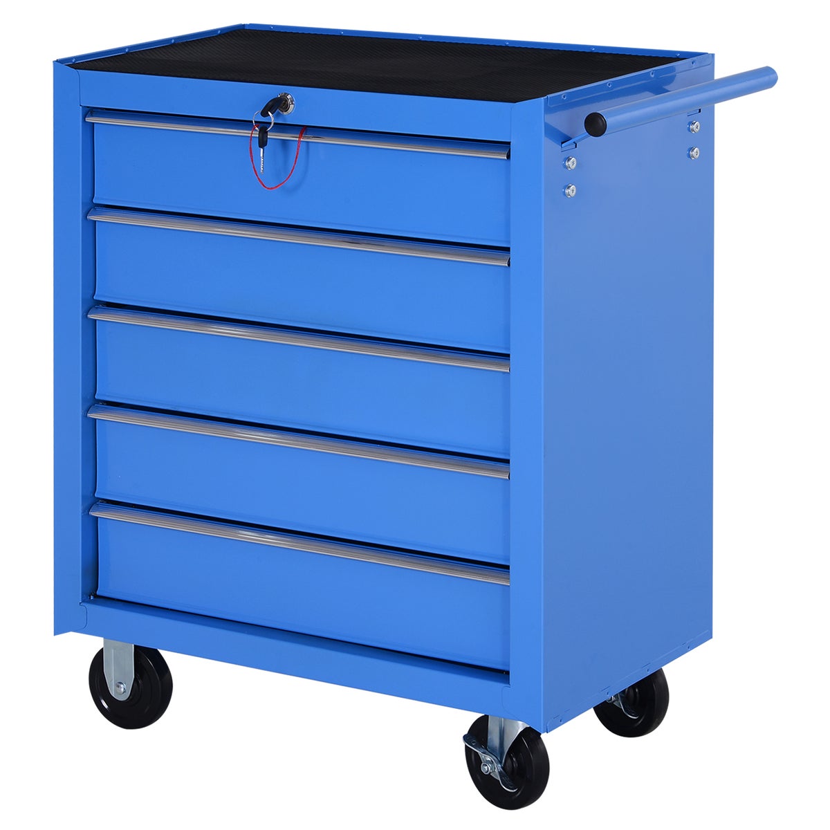 HOMCOM, Mobiele Gereedschapswagen, Werkplaatswagen, 67,5L x 33B x 77H cm, Staal, Blauw