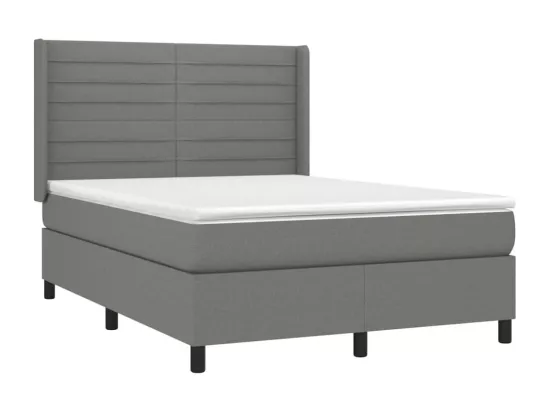 Sommier tapissier et matelas et LED Gris foncé 140x190 cm Tissu