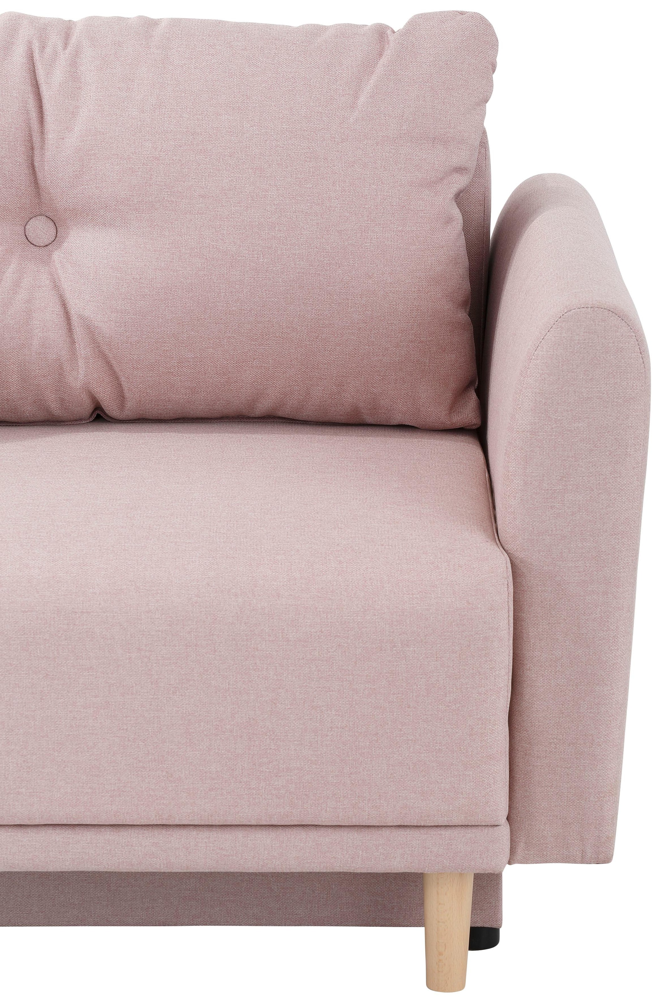 Home affaire Schlafsofa »Scandic« inkl. 2 Zierkissen und Bettkasten, Knopfheftung in Rückenkissen