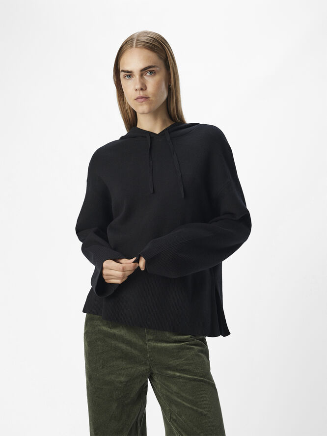Object OBJREYNARD L/S LO KNIT HOODIE DIV Black