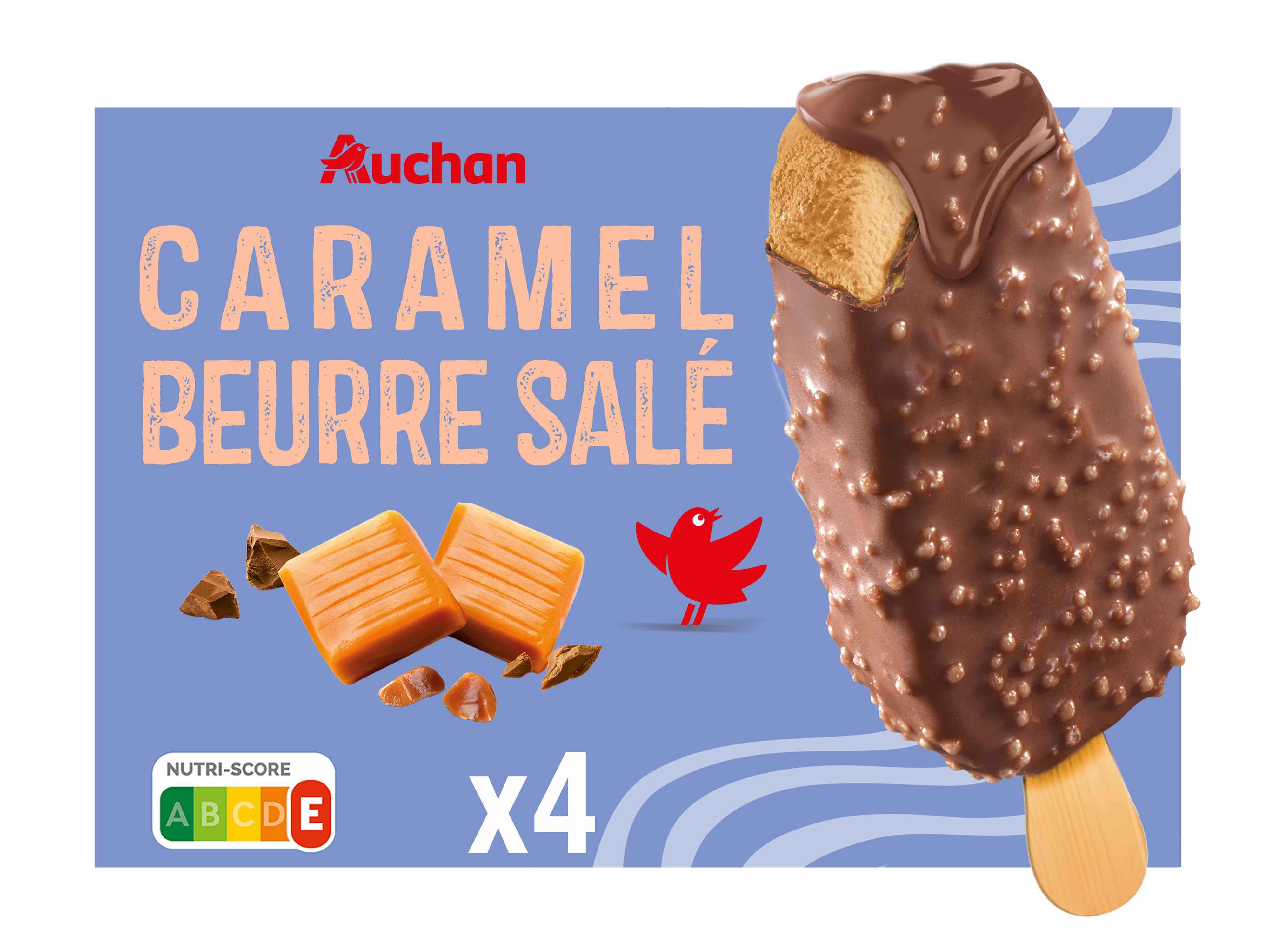 GELADO PALITO AUCHAN CARAMELO SALGADO 4X100ML