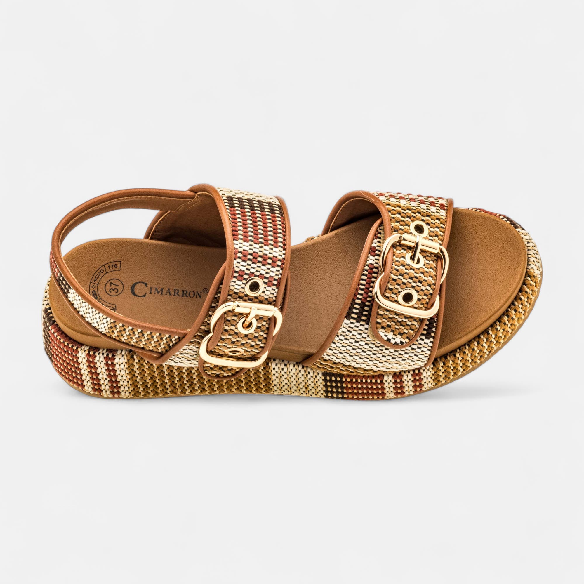 Sandales à talon compensé Femme cognac
