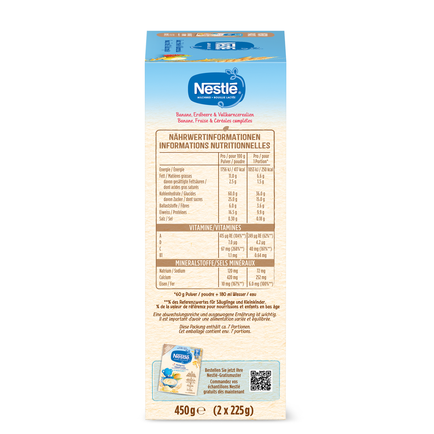 NESTLE Milchbrei Plv Banane Erdbeere & Vollkorncerealien 8 Monate 450 g