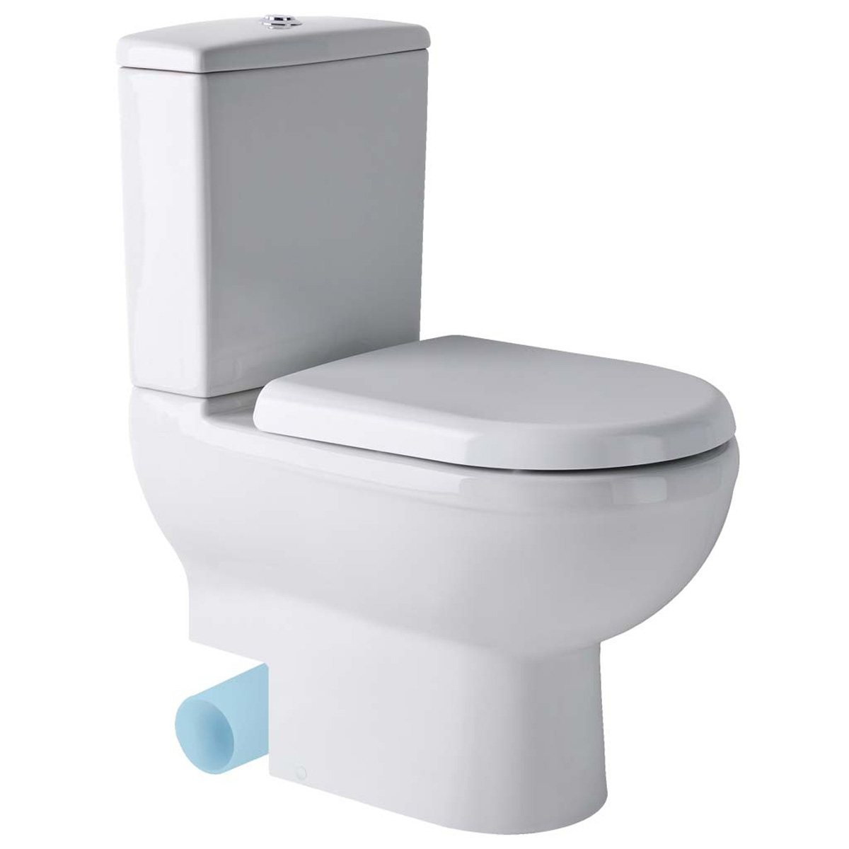 Eastbrook Dura Comfort toiletpot met vortex spoeling back to wall met aansluiting links wit glans