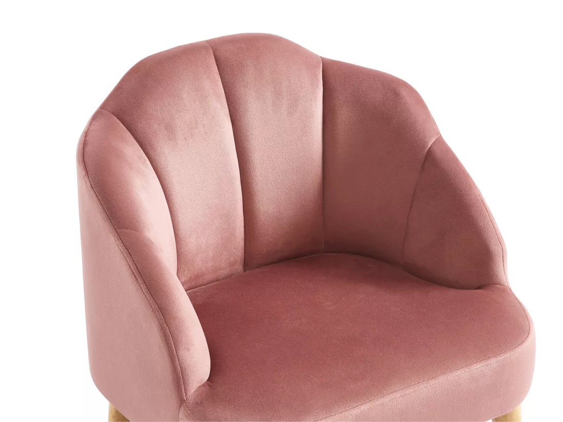 Fauteuil coquillage pour enfant en velours rose COBACA