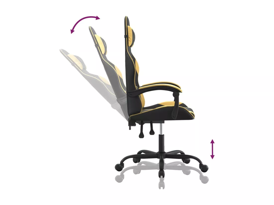 Chaise de jeu pivotante Noir et doré Similicuir