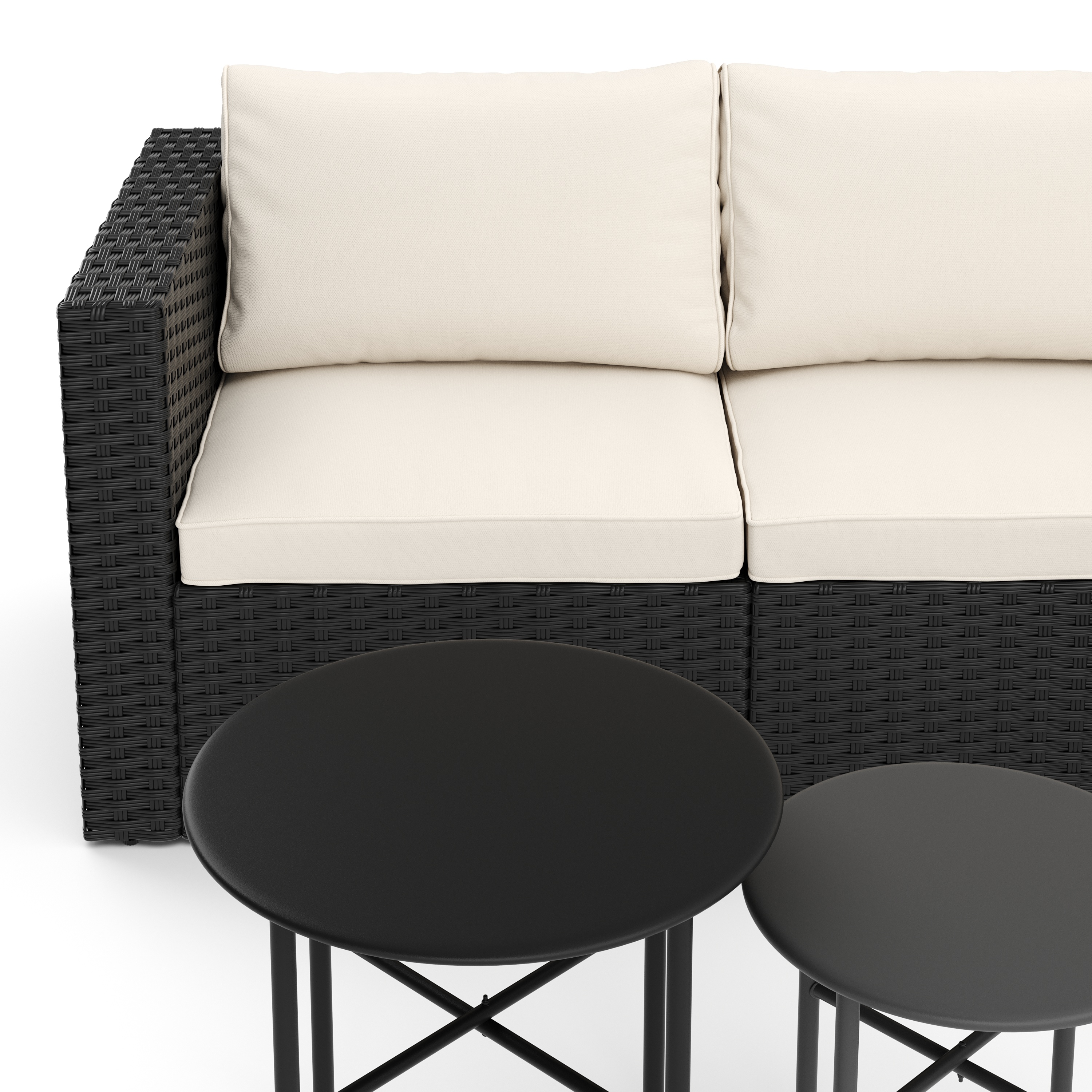 Rattanlounge TUGELA schwarz/creme