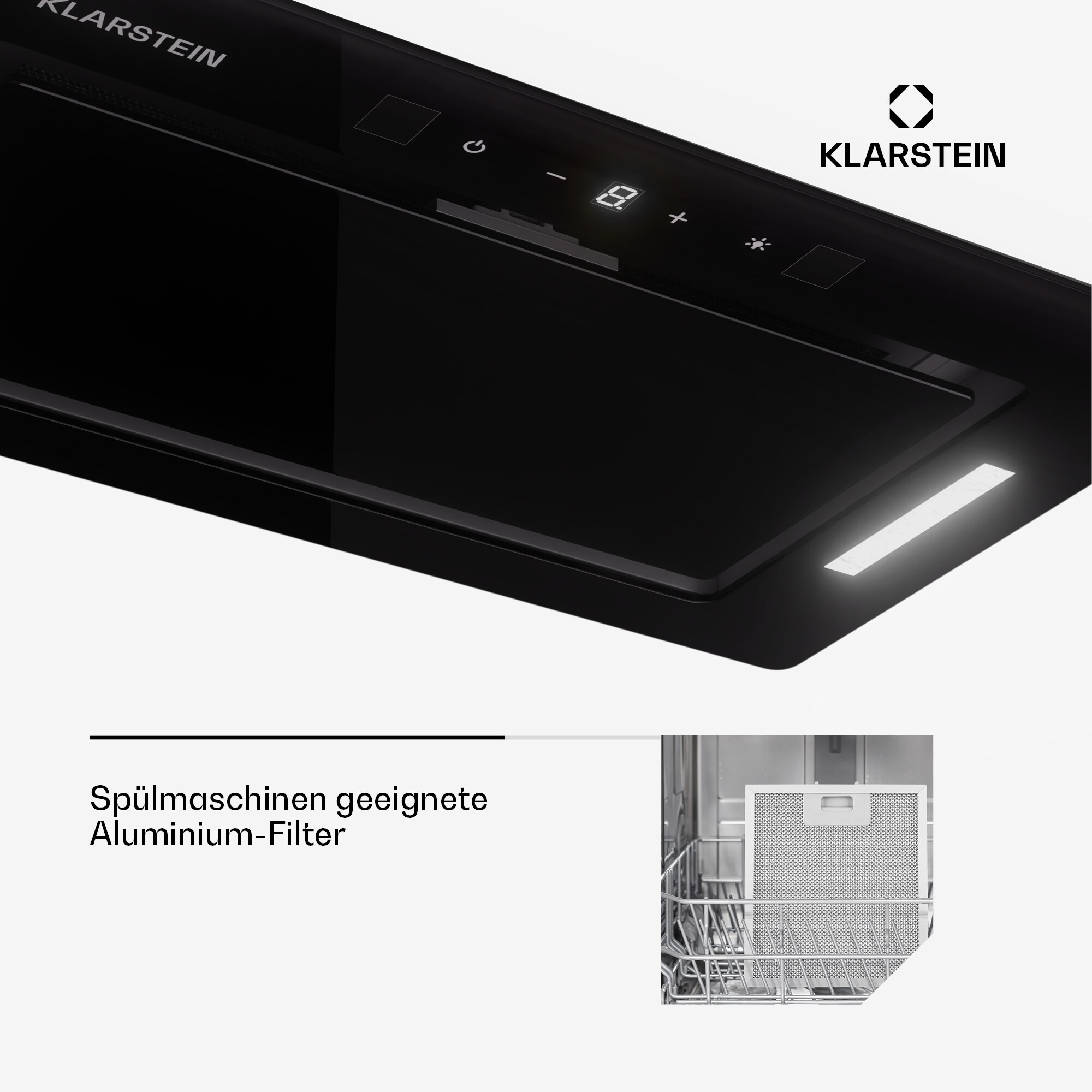 Hektor Eco Lüfterbaustein 72 cm 466 m³/h Touch Glas Schwarz
