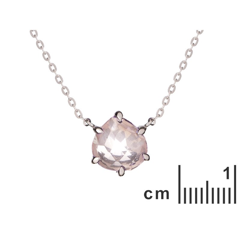 COLLIER ARGENT QUARTZ ROSE