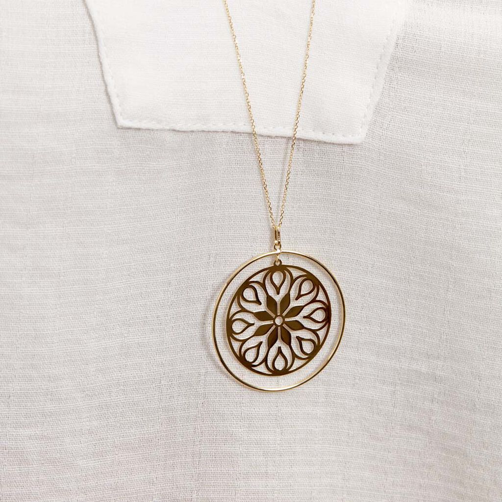 Collier Rosace Or Jaune