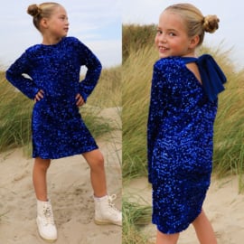 Blue paillet & bow dress